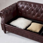 85.8   Technical Leather 3-Seater Sofa with Tufted Backrest & Storage