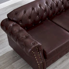 85.8   Technical Leather 3-Seater Sofa with Tufted Backrest & Storage
