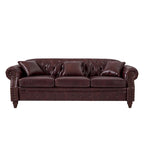 85.8   Technical Leather 3-Seater Sofa with Tufted Backrest & Storage
