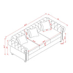 85.8   Technical Leather 3-Seater Sofa with Tufted Backrest & Storage