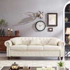 85.8   Technical Leather 3-Seater Sofa with Tufted Backrest & Storage