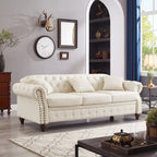 85.8   Technical Leather 3-Seater Sofa with Tufted Backrest & Storage