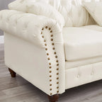 85.8   Technical Leather 3-Seater Sofa with Tufted Backrest & Storage