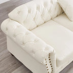 85.8   Technical Leather 3-Seater Sofa with Tufted Backrest & Storage