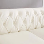 85.8   Technical Leather 3-Seater Sofa with Tufted Backrest & Storage