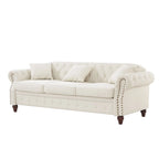 85.8   Technical Leather 3-Seater Sofa with Tufted Backrest & Storage