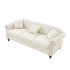 85.8   Technical Leather 3-Seater Sofa with Tufted Backrest & Storage