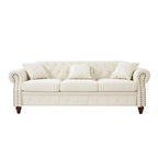 85.8   Technical Leather 3-Seater Sofa with Tufted Backrest & Storage