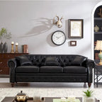 85.8   Technical Leather 3-Seater Sofa with Tufted Backrest & Storage