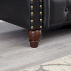 85.8   Technical Leather 3-Seater Sofa with Tufted Backrest & Storage