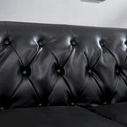 85.8   Technical Leather 3-Seater Sofa with Tufted Backrest & Storage