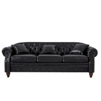 85.8   Technical Leather 3-Seater Sofa with Tufted Backrest & Storage
