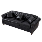 85.8   Technical Leather 3-Seater Sofa with Tufted Backrest & Storage