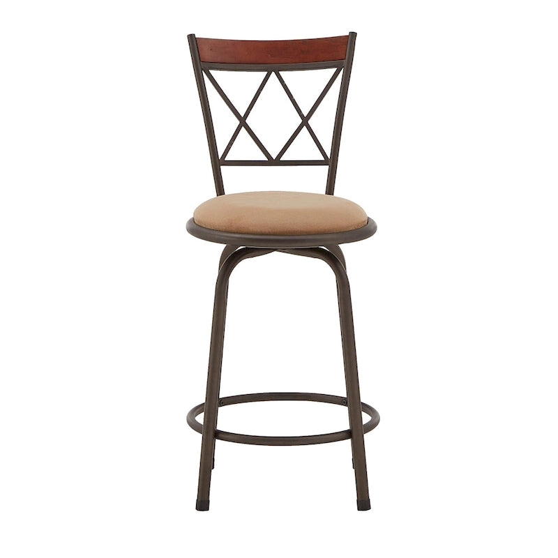 Verona Adjustable Bronze Finish X-Back Metal and Wood Trim 3pc Pack Stools by iNSPIRE Q Classic