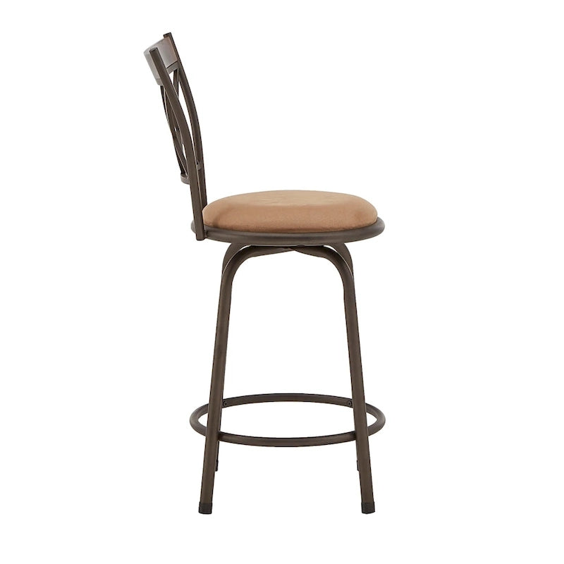 Verona Adjustable Bronze Finish X-Back Metal and Wood Trim 3pc Pack Stools by iNSPIRE Q Classic