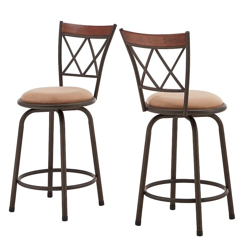 Verona Adjustable Bronze Finish X-Back Metal and Wood Trim 3pc Pack Stools by iNSPIRE Q Classic