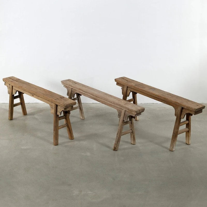 Artissance Vintage Noodle Bench with Front Panel, Weathered Natural Wood Finish (Size & Finish Vary) - 57  W x 6.2  L x 22  H