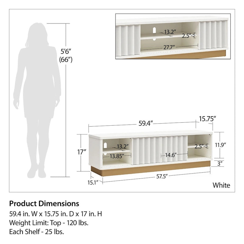 CosmoLiving by Cosmopolitan Rene Modern Scalloped TV Stand for TVs up to 65   - Up to 65
