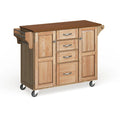 Copper Grove Puff Island Natural Finish 4-drawer Kitchen Cart