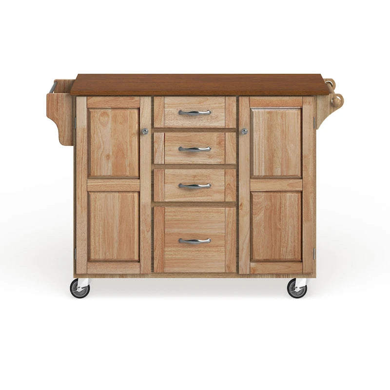 Copper Grove Puff Island Natural Finish 4-drawer Kitchen Cart