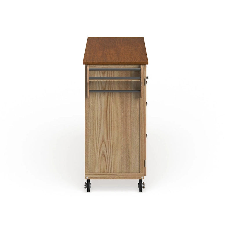 Copper Grove Puff Island Natural Finish 4-drawer Kitchen Cart