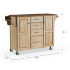 Copper Grove Puff Island Natural Finish 4-drawer Kitchen Cart