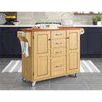 Copper Grove Puff Island Natural Finish 4-drawer Kitchen Cart
