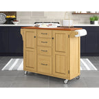 Copper Grove Puff Island Natural Finish 4-drawer Kitchen Cart