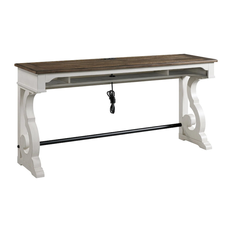 Drake Sofa Bar Table by Intercon, Two-Toned Rustic White and French Oak Finish