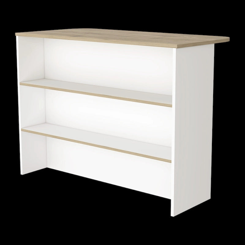 FM Furniture Crete Kitchen Island, Kitchen Bar with 3-Tier Shelves