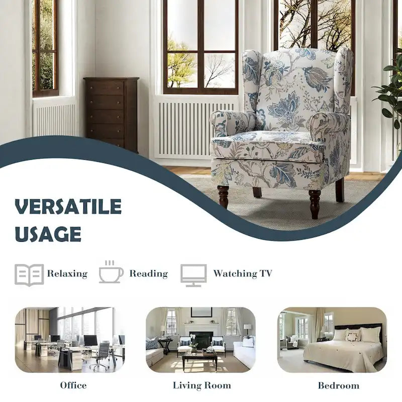 Epimethis Traditional Fabric Accent Armchair with Turned Legs Set of 2 by HULALA HOME