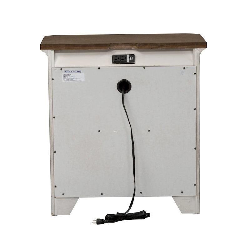 Farmhouse Reimagined 3-Drawer Night Stand with Charging Station