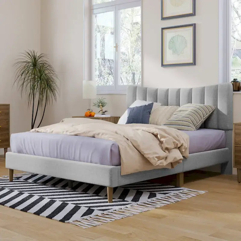 Full Upholstered Platform Bed Frame
