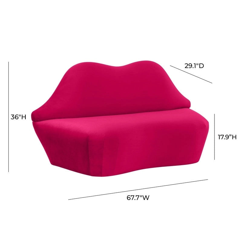 Canapé Lips Velvet - 67,7 cm L x 29,1 cm P x 36 cm H