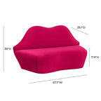 Canapé Lips Velvet - 67,7 cm L x 29,1 cm P x 36 cm H