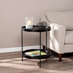 SEI Furniture Vaquero Round Modern Style w/ Shelf Wood Side Table