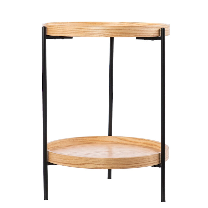 SEI Furniture Vaquero Round Modern Style w/ Shelf Wood Side Table