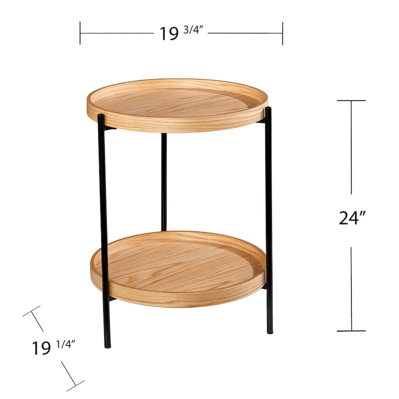 SEI Furniture Vaquero Round Modern Style w/ Shelf Wood Side Table