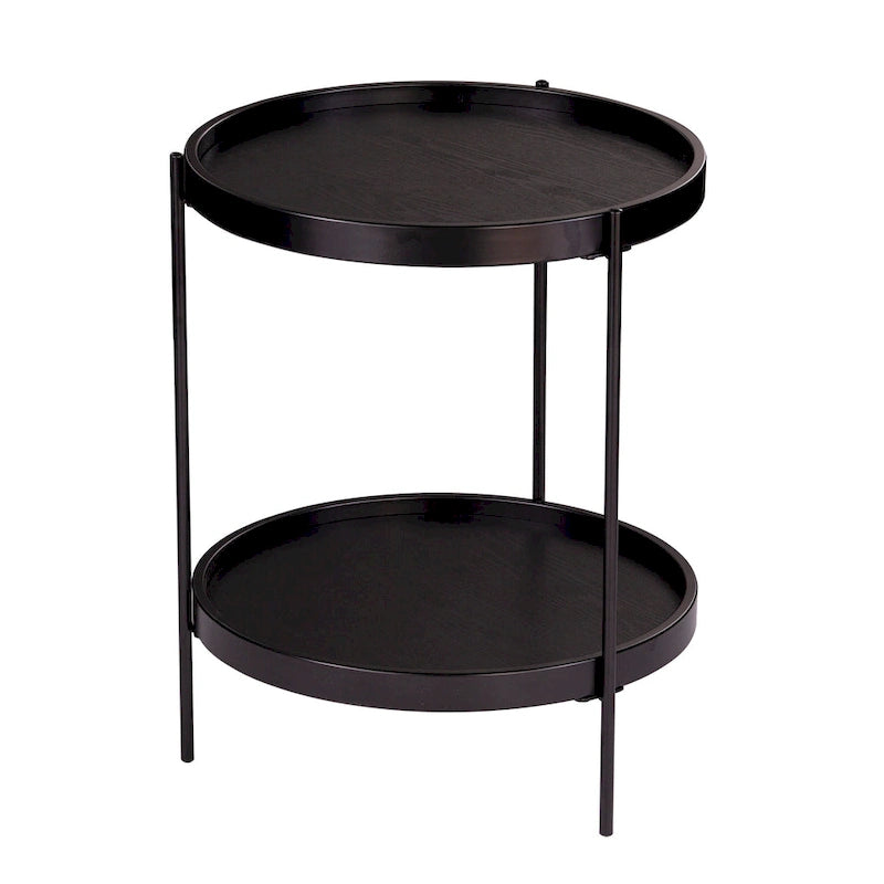 SEI Furniture Vaquero Round Modern Style w/ Shelf Wood Side Table