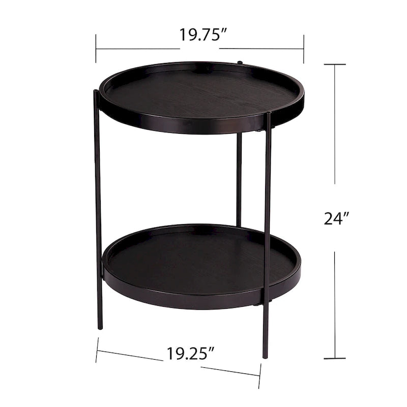 SEI Furniture Vaquero Round Modern Style w/ Shelf Wood Side Table