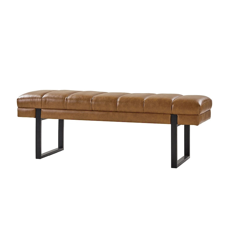 Laurens Modern 52.5   Channel Tufted Bench with Mental Legs by HULALA HOME