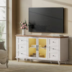 WAMPAT Farmhouse Sliding Barn Door TV Stands Storage Cabinets Entertainment Stand for TVs Up to 65