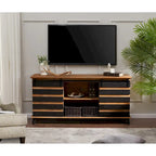 WAMPAT Farmhouse Sliding Barn Door TV Stands Storage Cabinets Entertainment Stand for TVs Up to 65