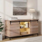 WAMPAT Farmhouse Sliding Barn Door TV Stands Storage Cabinets Entertainment Stand for TVs Up to 65