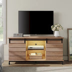 WAMPAT Farmhouse Sliding Barn Door TV Stands Storage Cabinets Entertainment Stand for TVs Up to 65