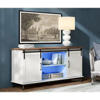 WAMPAT Farmhouse Sliding Barn Door TV Stands Storage Cabinets Entertainment Stand for TVs Up to 65