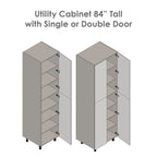 Armoire utilitaire 24 x 84 - Quatre portes - Grise - 24 x 84 x 23 3/8