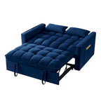 4 in1 Loveseat Sofa Bed with Armrests & Storage Pockets, Multi-Function Tufted Pull-out Sofa Bed with Adjustable Backrest