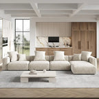 181  Oversized Corduroy Sectional Sofa Couch with Ottoman, L Shaped Convertible Couch Deep Seat Couches for Modern Living Room