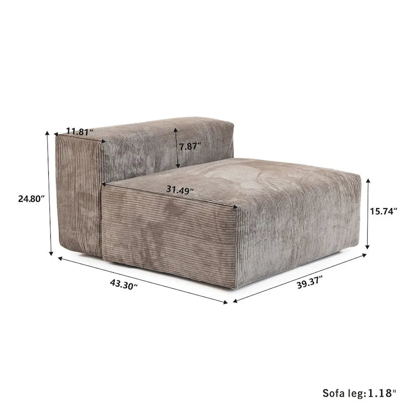 181  Oversized Corduroy Sectional Sofa Couch with Ottoman, L Shaped Convertible Couch Deep Seat Couches for Modern Living Room